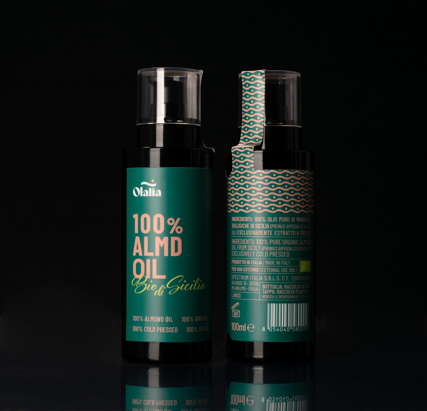 Olalia 100% ALMD OIL - 100% Olio puro di mandorle bio di Sicilia spremuto a freddo